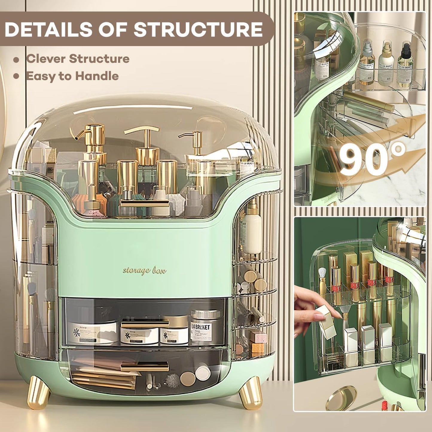 Cosmetic Storage Organizer with Drawers – Waterproof & Dustproof
