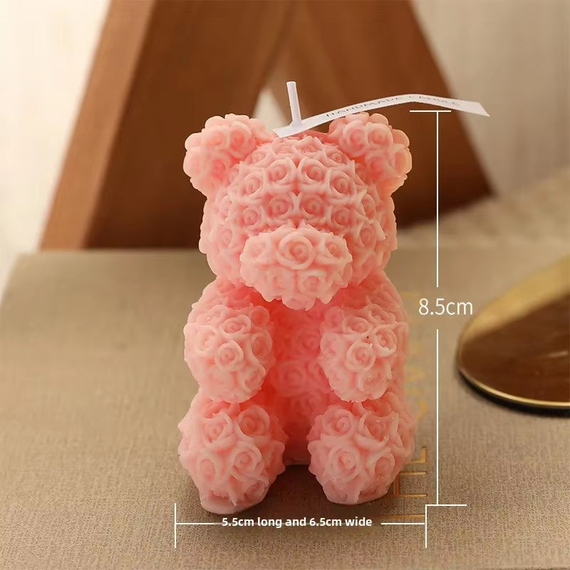 Luxury Rose Bear Scented Candle – Elegant Home Decor & Gift