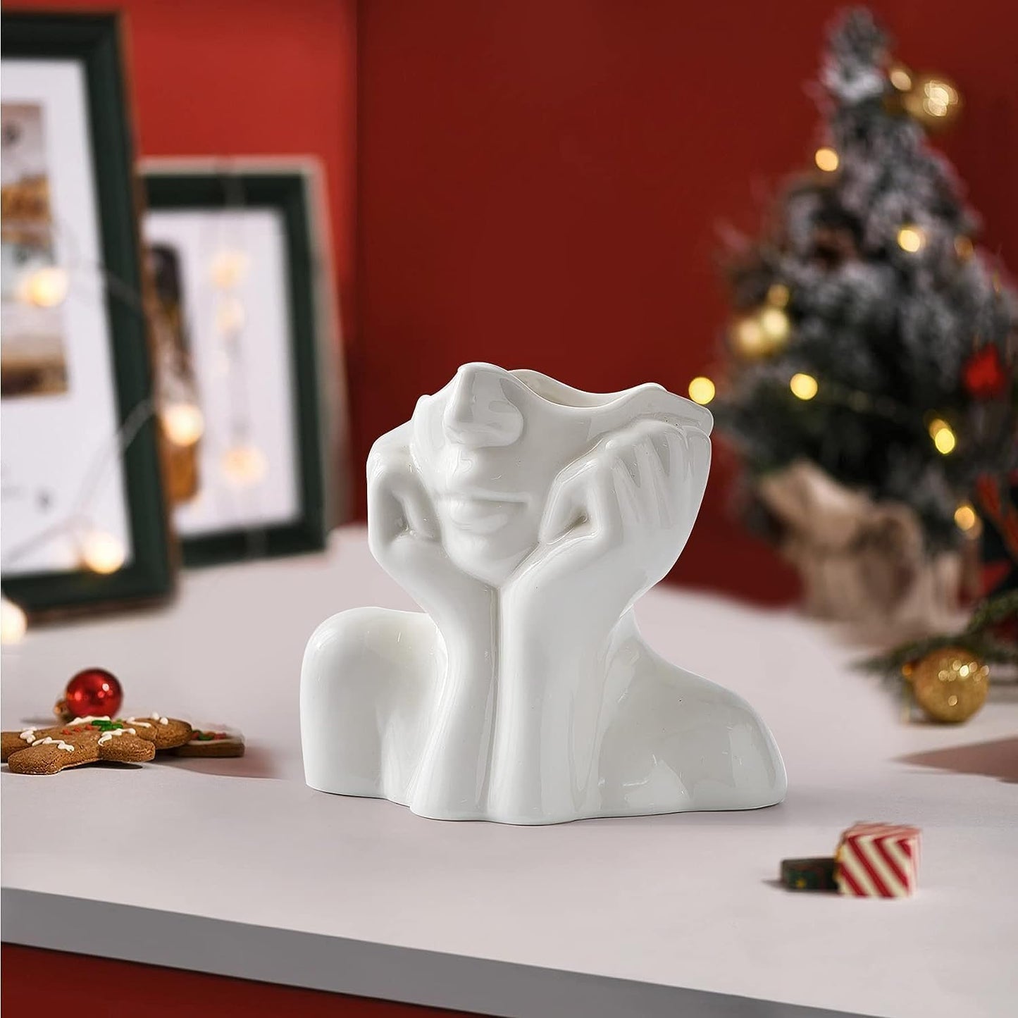 Small Ceramic Face Vase – Modern Home Deco