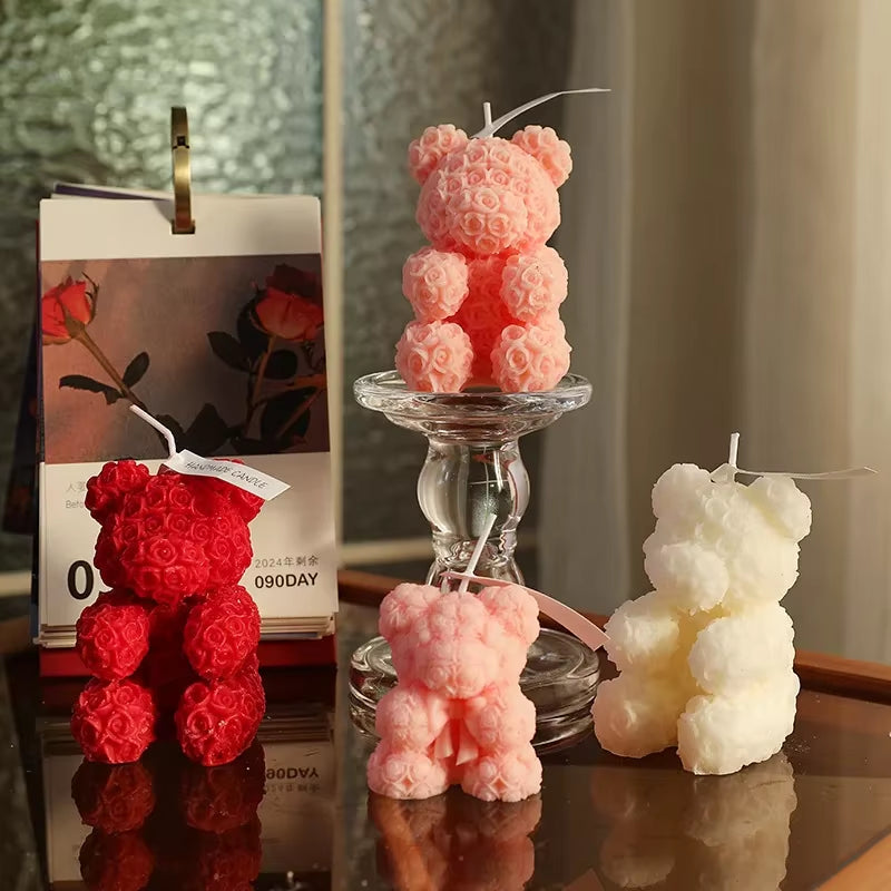 Luxury Rose Bear Scented Candle – Elegant Home Decor & Gift