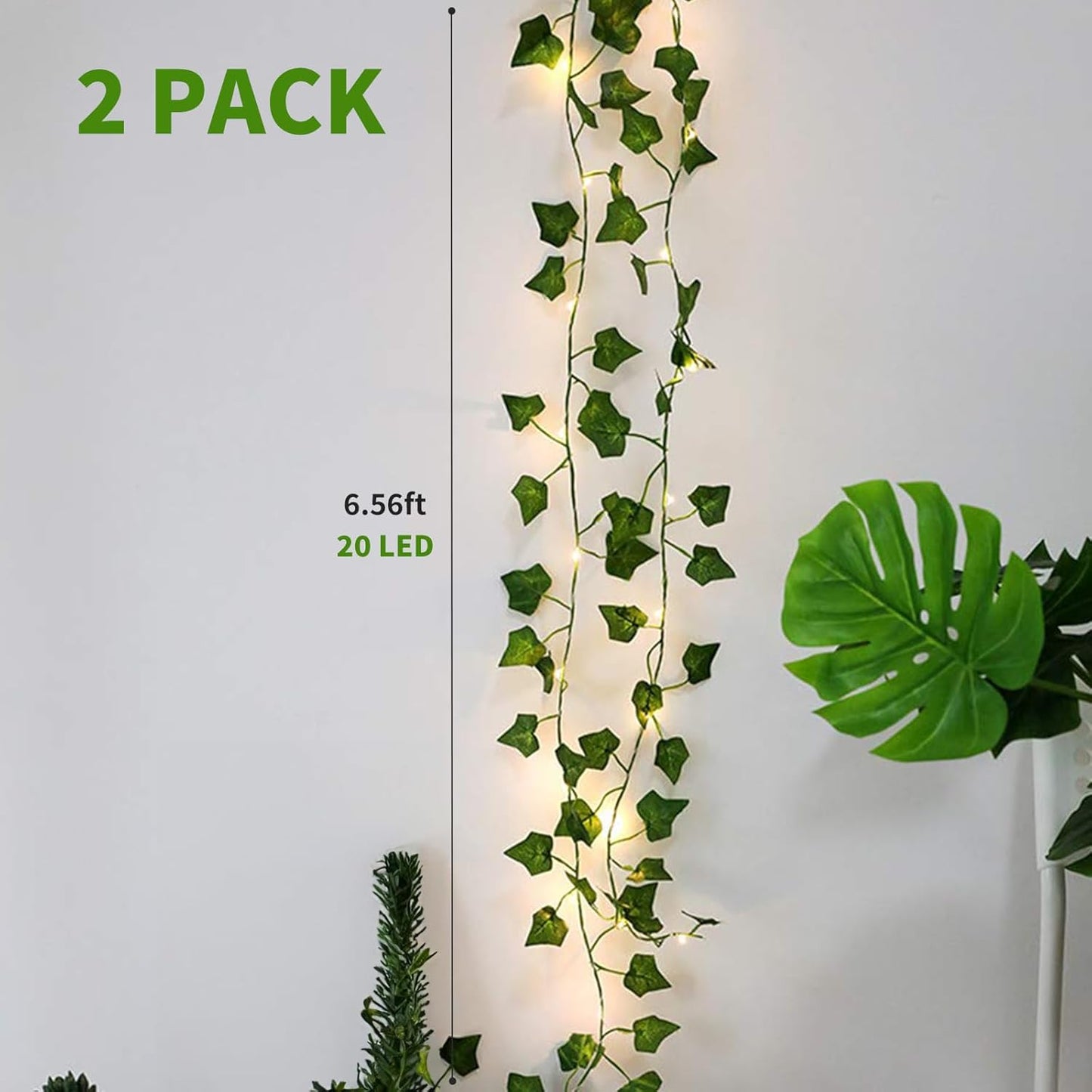 Artificial Ivy Fairy Lights – 2 Pack, 6.56Ft