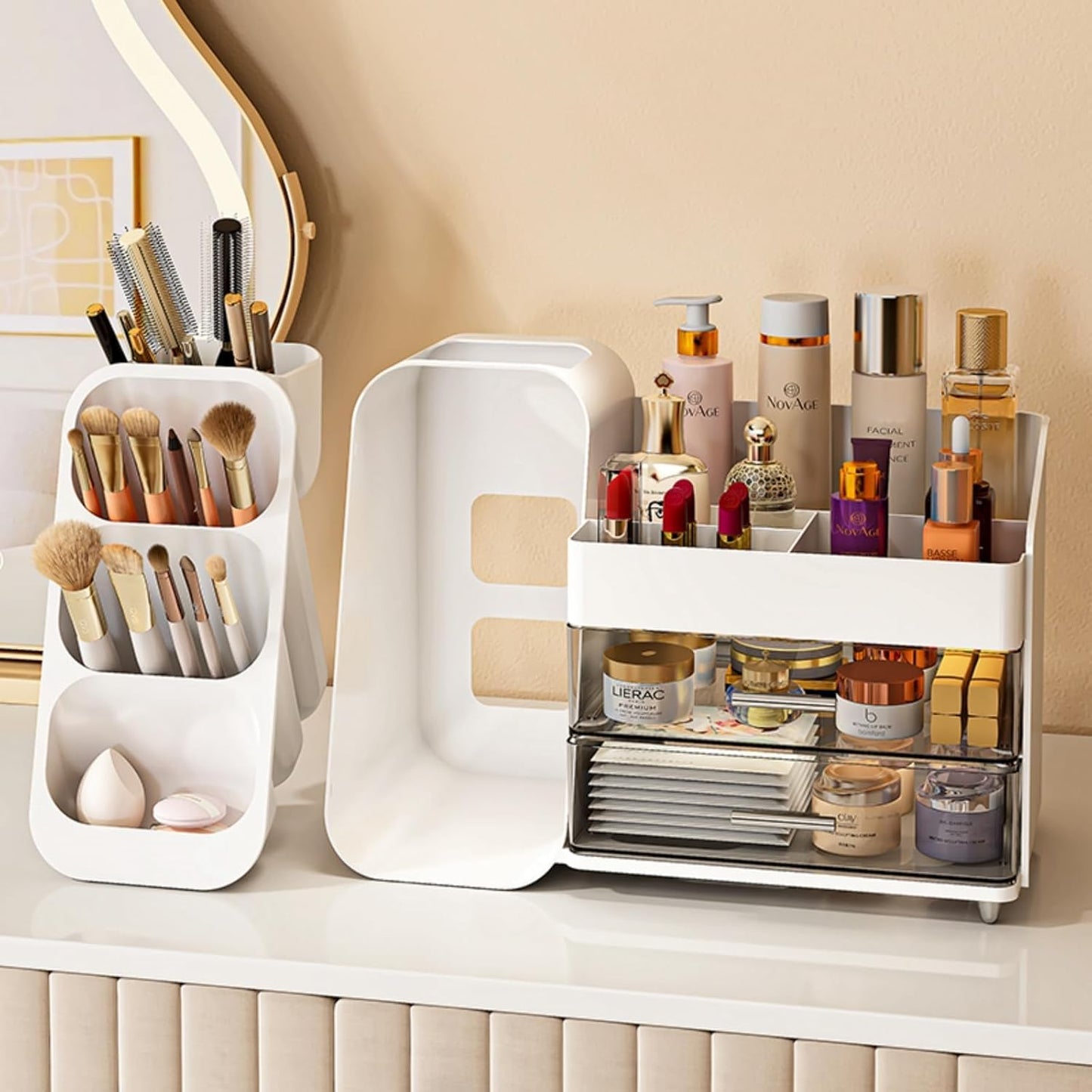 Makeup Organizer with Drawers – White Cosmetic Storage for Vanity