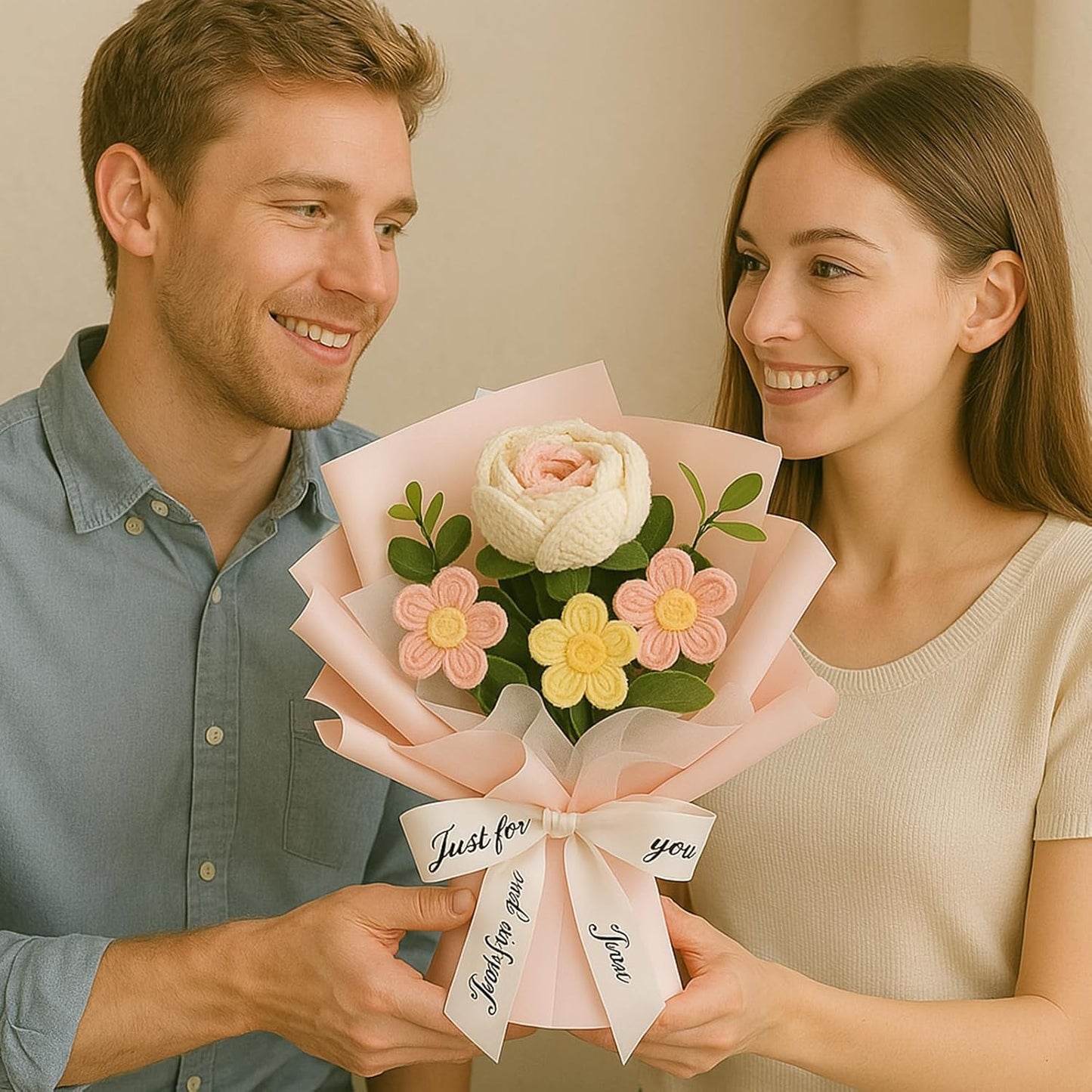 Handmade Crochet Flowers – Pink Romantic Gift