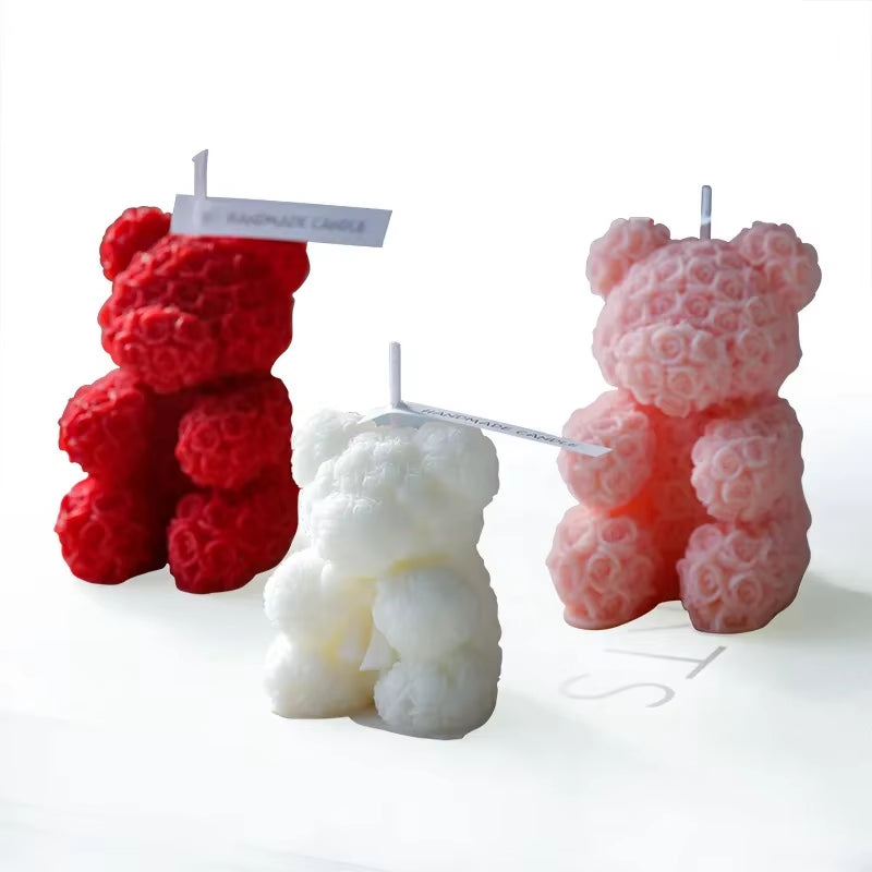Luxury Rose Bear Scented Candle – Elegant Home Decor & Gift