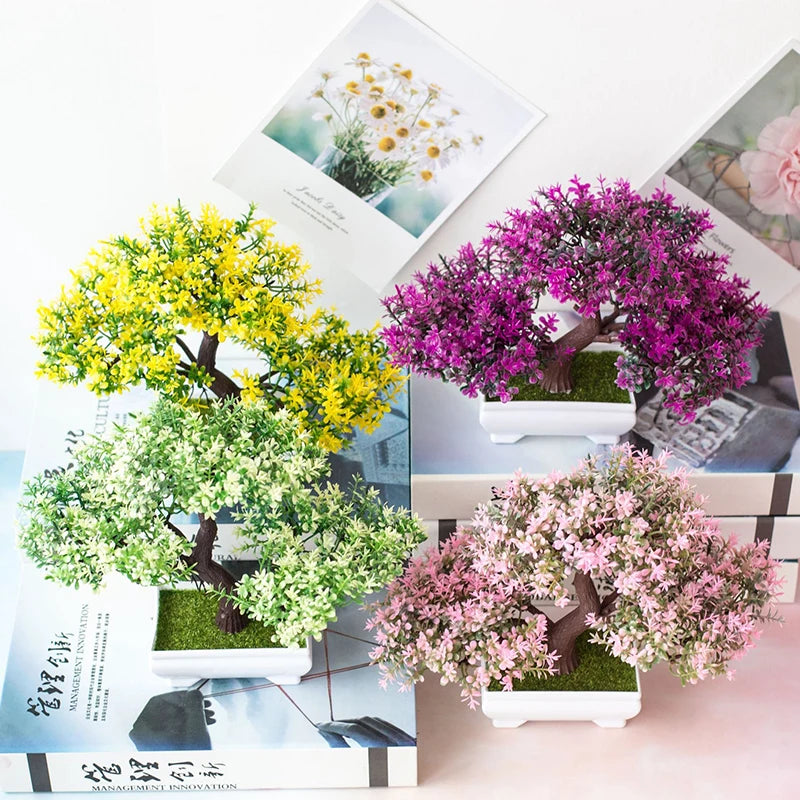 Mini Artificial Bonsai Tree – Potted Faux Plant Decor