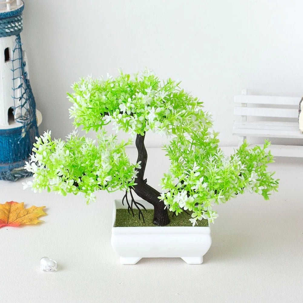 Mini Artificial Bonsai Tree – Potted Faux Plant Decor