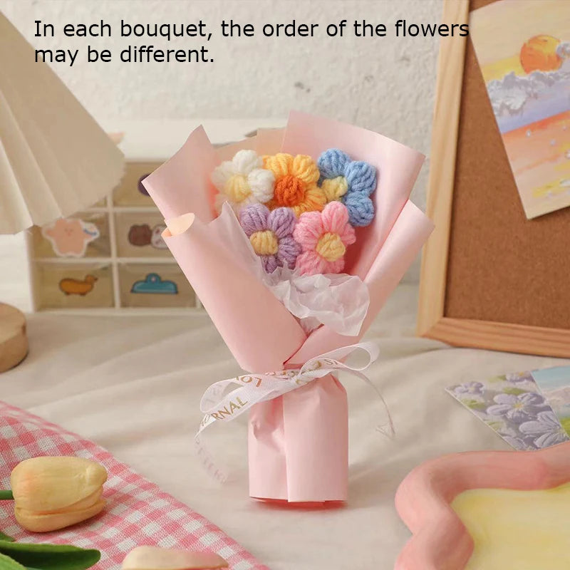 Handmade Mini Crochet Flower Bouquet – Colorful Home Decor