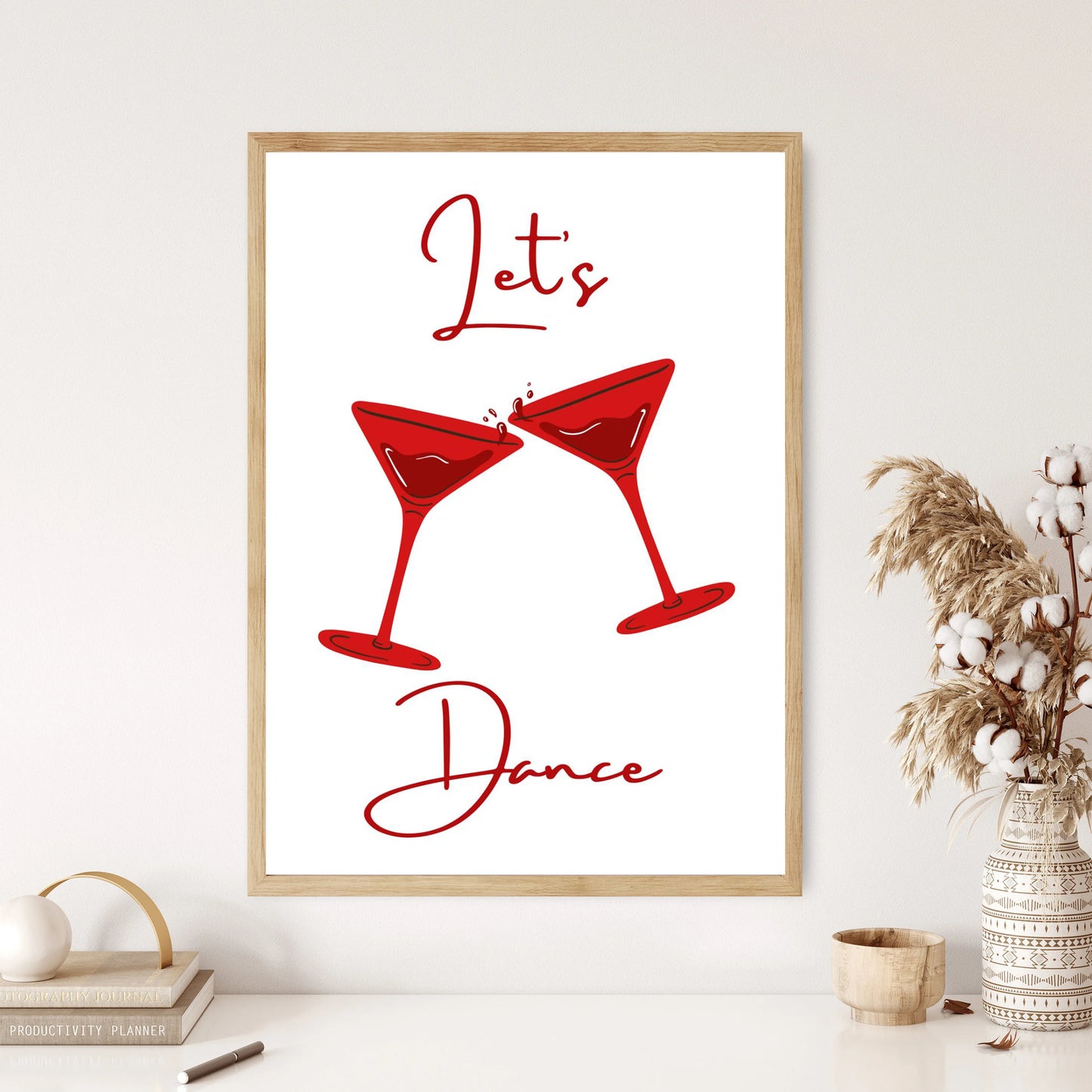 Aesthetic Red Lip & Cherry Bow Canvas Print – Modern Wall Art