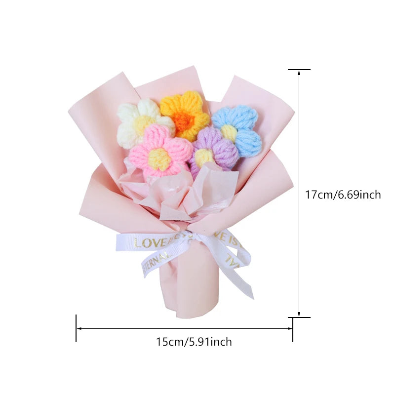Handmade Mini Crochet Flower Bouquet – Colorful Home Decor