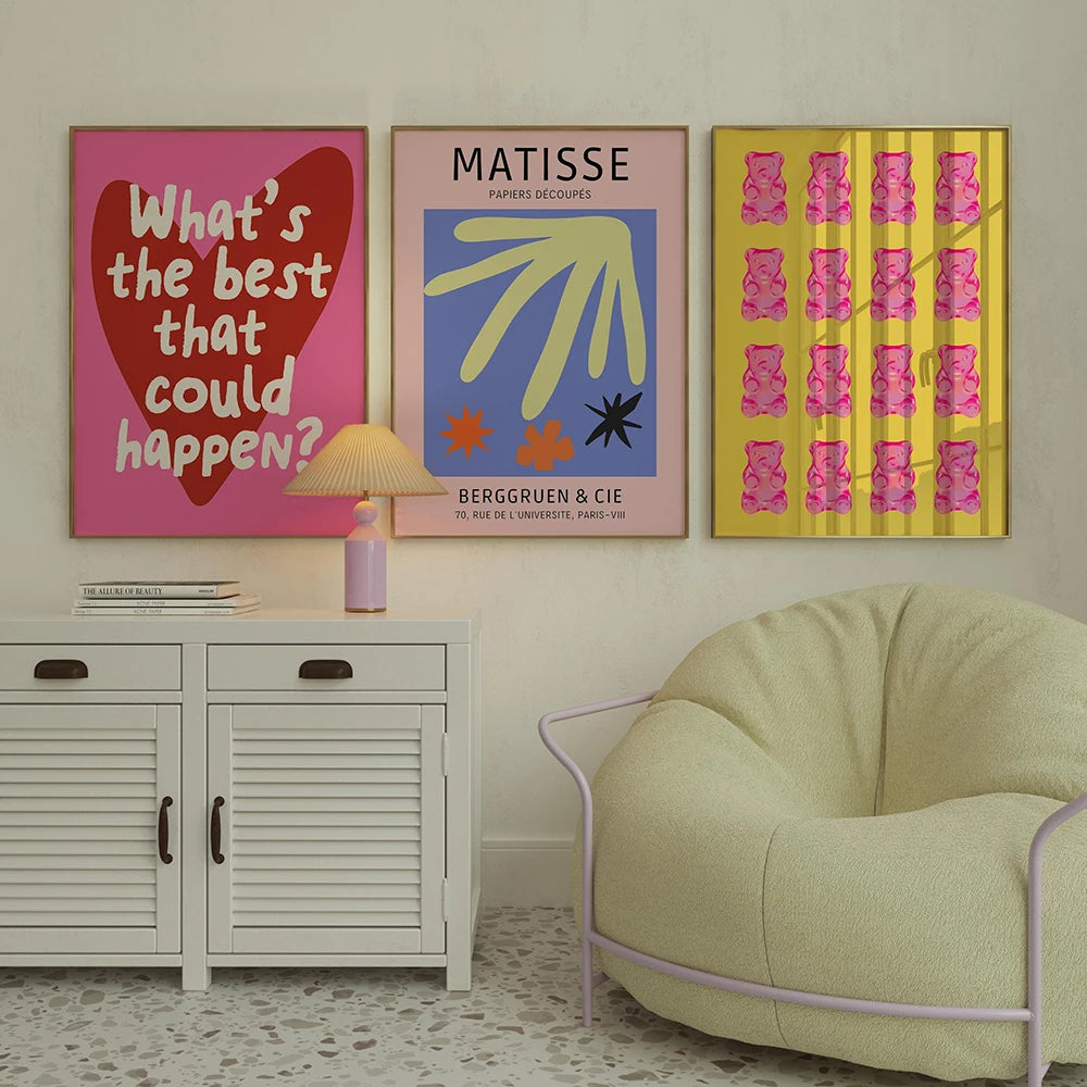 Trendy Maximalist Poster Set – Hot Pink Dopamine Wall Art