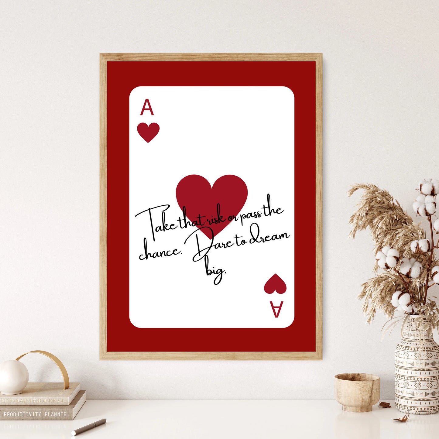 Aesthetic Red Lip & Cherry Bow Canvas Print – Modern Wall Art