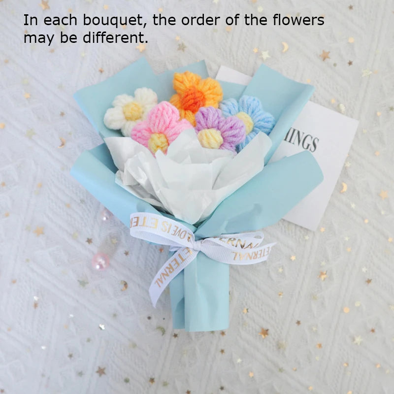 Handmade Mini Crochet Flower Bouquet – Colorful Home Decor