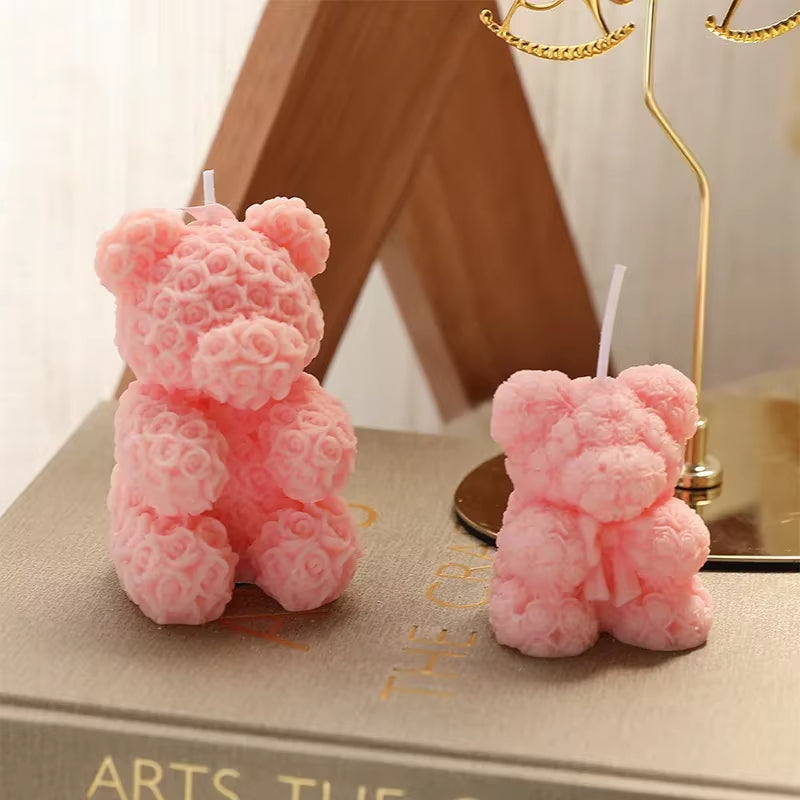 Luxury Rose Bear Scented Candle – Elegant Home Decor & Gift