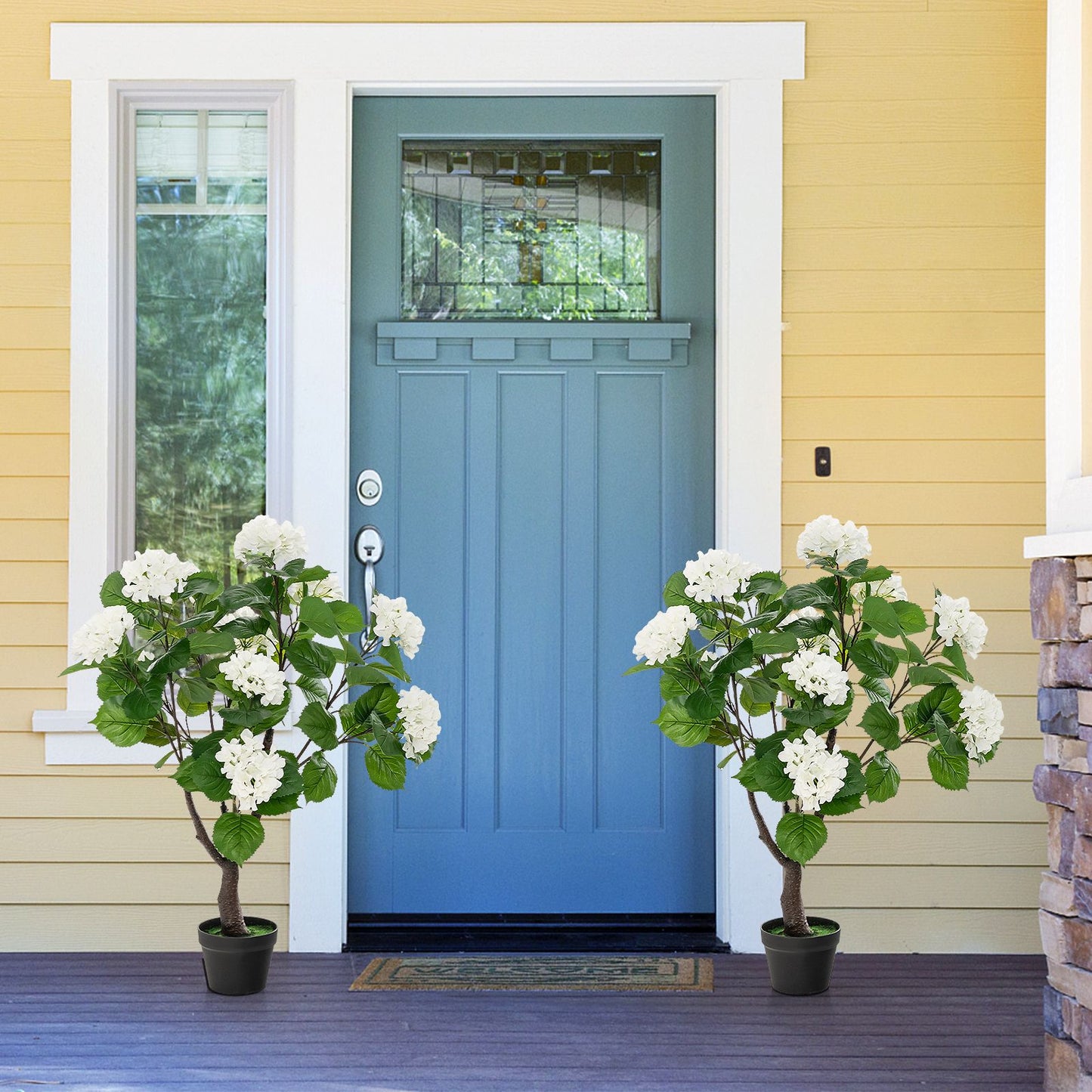 Elegant Artificial Hydrangea Tree – 11 White Blossoms for Timeless Beauty