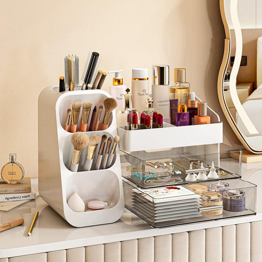 Makeup Organizer with Drawers – White Cosmetic Storage for Vanity