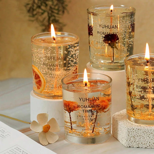 Real Flower Jelly Wax Candle – Freesia Aromatherapy Decor