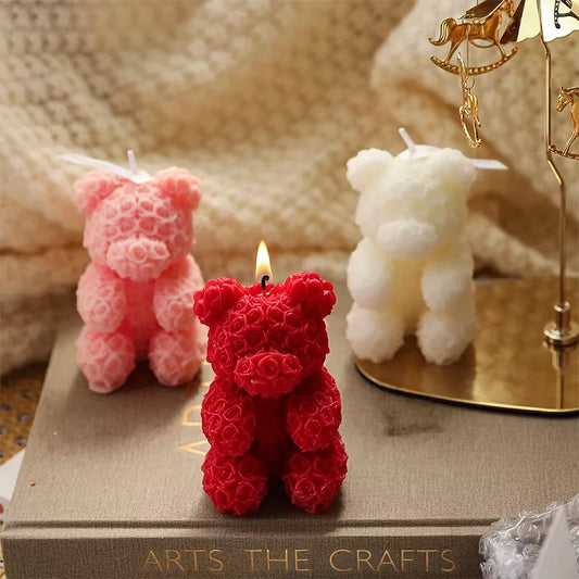 Luxury Rose Bear Scented Candle – Elegant Home Decor & Gift